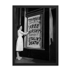 Ukrainian Immigrant After Stalin's Death, 1953 framed print on a plain backdrop in size 18"x24".