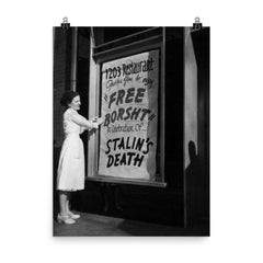 Ukrainian Immigrant After Stalin's Death, 1953 poster on a plain backdrop in size 8"x10".