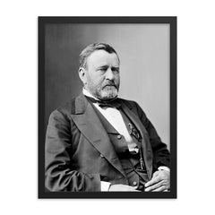 Ulysses S. Grant framed print on a plain backdrop in size 18"x24".