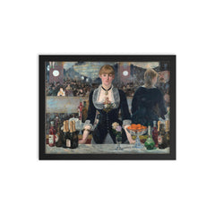 Un Bar aux Folies-Bergère by Édouard Manet framed print on a plain backdrop in size 12"x16".
