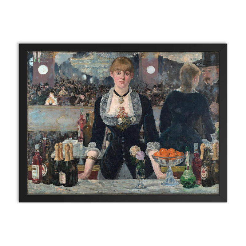 Un Bar aux Folies-Bergère by Édouard Manet framed print on a plain backdrop in size 18