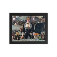 Un Bar aux Folies-Bergère by Édouard Manet framed print on a plain backdrop in size 8"x10".