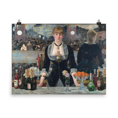 Un Bar aux Folies-Bergère by Édouard Manet poster on a plain backdrop in size 8"x10".