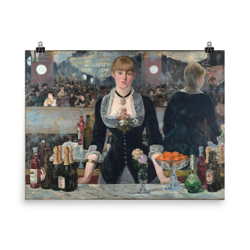 Un Bar aux Folies-Bergère by Édouard Manet poster on a plain backdrop in size 8