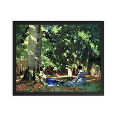 Under the Greenwood Tree by George Henry, 1909 framed print on a plain backdrop in size 16"x20".