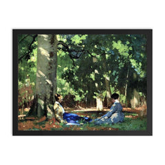 Under the Greenwood Tree by George Henry, 1909 framed print on a plain backdrop in size 18"x24".