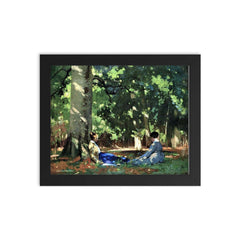Under the Greenwood Tree by George Henry, 1909 framed print on a plain backdrop in size 8"x10".