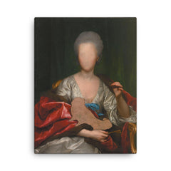 Unfinished Portrait of Mariana de Silva y Sarmiento, Anton Raphael Mengs, 1775 canvas print on a plain backdrop in size 18"x24".