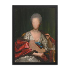 Unfinished Portrait of Mariana de Silva y Sarmiento, Anton Raphael Mengs, 1775 framed print on a plain backdrop in size 18"x24".