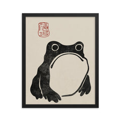Unimpressed Frog by Matsumoto Hoji framed print on a plain backdrop in size 16"x20".