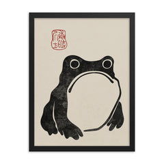 Unimpressed Frog by Matsumoto Hoji framed print on a plain backdrop in size 18"x24".