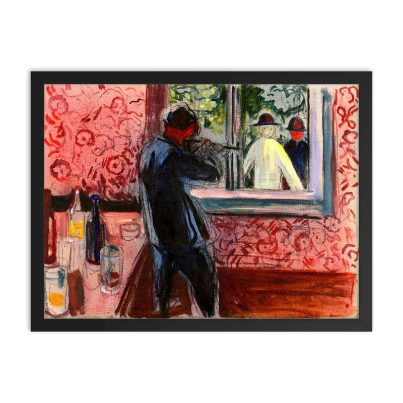 Uninvited Guests by Edvard Munch framed print on a plain backdrop in size 18