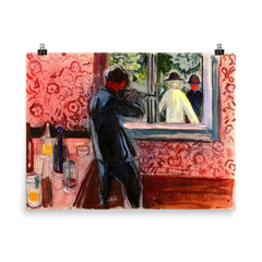 Uninvited Guests by Edvard Munch poster on a plain backdrop in size 8"x10".