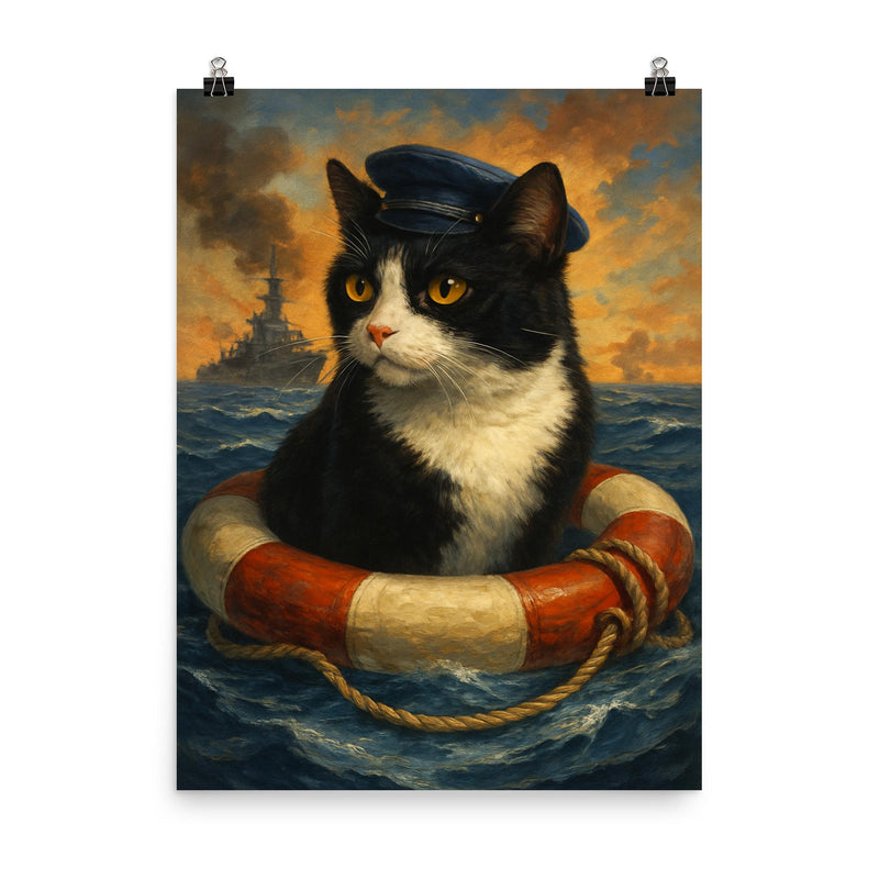 Unsinkable Sam poster on a plain backdrop in size 8