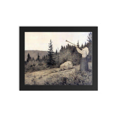 Up in the Hills by Theodor Kittelsen, 1900 framed print on a plain backdrop in size 8"x10".