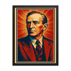 Upton Sinclair framed print on a plain backdrop in size 18"x24".