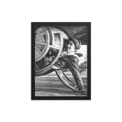 US Army Air Force Staff Sgt. Alan Magee Survives Fall from B-17 Flying Fortress framed print on a plain backdrop in size 12"x16".