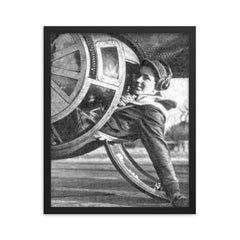 US Army Air Force Staff Sgt. Alan Magee Survives Fall from B-17 Flying Fortress framed print on a plain backdrop in size 16"x20".