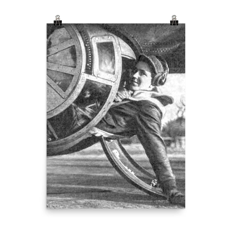 US Army Air Force Staff Sgt. Alan Magee Survives Fall from B-17 Flying Fortress poster on a plain backdrop in size 8