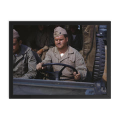 US Army Truck Driver, May 1942 framed print on a plain backdrop in size 18"x24".