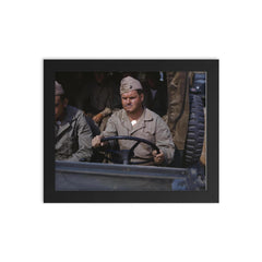 US Army Truck Driver, May 1942 framed print on a plain backdrop in size 8"x10".