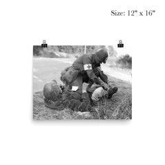 US Medic Providing First Aid to Wounded German Soldier, France 1944 poster 3