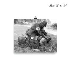 US Medic Providing First Aid to Wounded German Soldier, France 1944 poster 4
