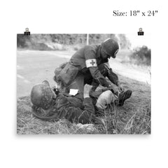 US Medic Providing First Aid to Wounded German Soldier, France 1944 poster 5