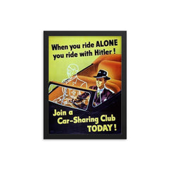 US Propaganda Poster, 1943 framed print on a plain backdrop in size 12"x16".