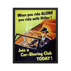 US Propaganda Poster, 1943 framed print on a plain backdrop in size 16"x20".