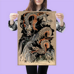 Utagawa Kuniyoshi Dragon - Japanese Mythology Ukiyo-e Woodblock Yokai Folklore Art poster 3
