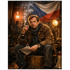 Vaclav Havel backstage before Velvet Revolution speech jigsaw puzzle