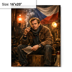Vaclav Havel backstage before Velvet Revolution speech metal print on a plain backdrop in size 16"x20".