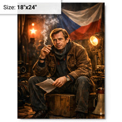 Vaclav Havel backstage before Velvet Revolution speech metal print on a plain backdrop in size 18"x24".