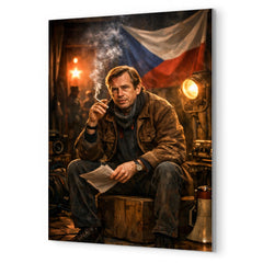 Vaclav Havel backstage before Velvet Revolution speech metal print mockup