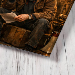 Vaclav Havel backstage before Velvet Revolution speech metal print mockup