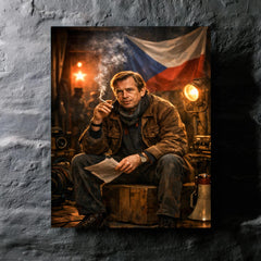 Vaclav Havel backstage before Velvet Revolution speech metal print mockup