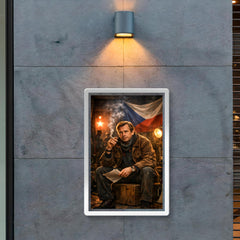 Vaclav Havel backstage before Velvet Revolution speech poster 2