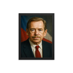 Vaclav Havel portrait framed print on a plain backdrop in size 12"x16".