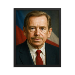 Vaclav Havel portrait framed print on a plain backdrop in size 16"x20".