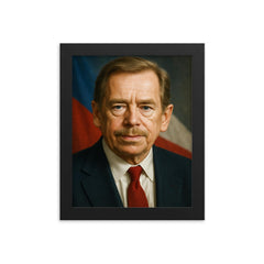 Vaclav Havel portrait framed print on a plain backdrop in size 8"x10".