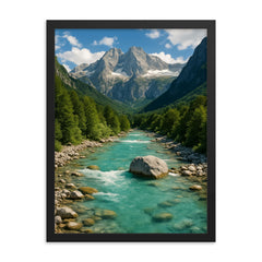 Valbona Valley National Park Albania framed print on a plain backdrop in size 18"x24".