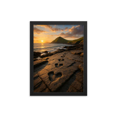 Valentia Island Tetrapod Trackway Ireland framed print on a plain backdrop in size 12"x16".