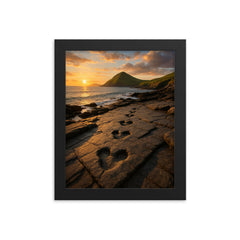 Valentia Island Tetrapod Trackway Ireland framed print on a plain backdrop in size 8"x10".