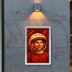 Valentina Tereshkova in Soviet cosmic red poster 2