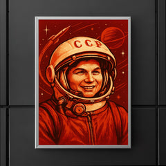 Valentina Tereshkova in Soviet cosmic red poster 5
