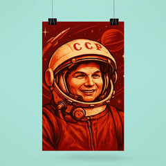 Valentina Tereshkova in Soviet cosmic red poster 6