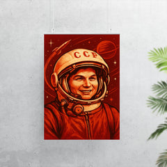Valentina Tereshkova in Soviet cosmic red poster 7