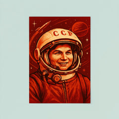 Valentina Tereshkova in Soviet cosmic red poster 8