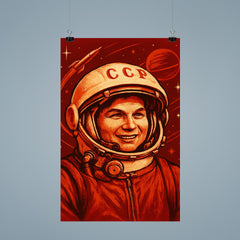 Valentina Tereshkova in Soviet cosmic red poster 9